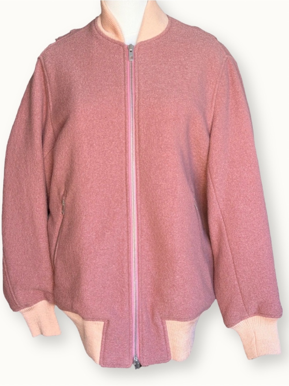 Rag & Bone Elle Wool Bomber Jacket Mauve Pink S
